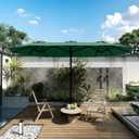 Kingdura 13ft Large Patio Umbrella with Base Included, Double-Sided Rectangle Outdoor Table Umbrella with 12 Reinforced Ribs, Crank Lift for Market Pool Deck Backyard, Dark green