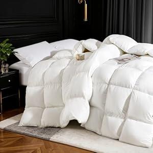 THX9ZRNM 75% Canadian Goose Down Comforter King Size, Ultra Soft 100% Cotton Fabric, 850 Fill Power All Season Duvet Insert, Hotel Luxury Bedding Comforters (White, 106"x90")