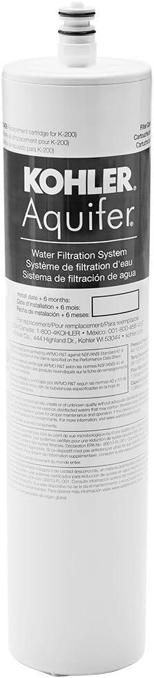 KOHLER 20852-NA Water Filter, Aquifer Water Filtration System Replacement Filter, 1 Count (Pack of 1), White (1 Cartridge (Large))