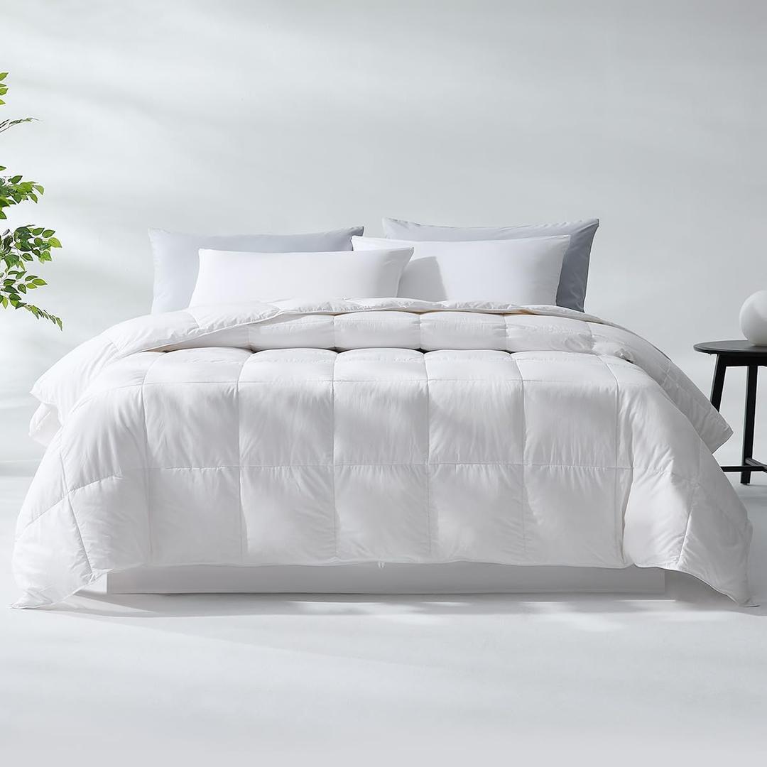 Pacific Coast Lightweight Goose Feather and Down Fiber Comforter King Size, Breathable Duvet Insert for Summer and Hot Sleepers, Natural Cooling Tencel Lyocell Shell, 8 Corner Tabs, White, 106x90