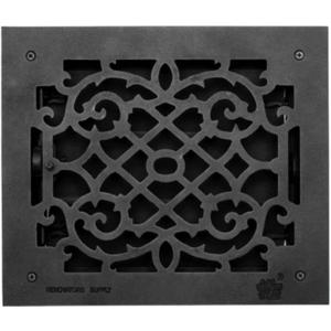 Renovators Supply Manufacturing Fits 10" x 12" Opening Victorian Floor Register - Heavy Duty Cast Aluminum Walkable Vent with Adjustable Louver Damper for Airflow Control, Black, 12" * 14"