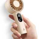 Aecooly Mighty Portable Fan, Powerful Handheld Fan, USB Rechargeable [10H Max Cooling Time], Mini Personal Battery Powered, Pocket for Travel, Summer, Gifts for Women, Girls -Beige