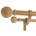 Double Wood Curtain Rods for Windows 140 to 164 Inches,1 Inch Front and 5/8 Inch Back Heavy Duty Curtain Rod with Imitation Wood Grain Ball Finials and Double Aluminum Bracket,Light Wood Grain