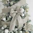 HUIHUANG Champagne Glitter Wired Ribbon 4 inch for Christmas Tree, Champagne and Blue Square Mesh Wired Ribbon for Large Bows, Garlands, Wreaths, Swag, Gift Wrapping, Home Decor- 10 Yards