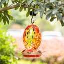 Muse Garden Glass Humming Bird Feeders for Outdoors - 27OZ Blown Glass Hummingbird Feeder - Unique Gift Mom Bird Lovers Women, Outdoors Hanging Garden Decor, Includes Ant Moat & Brush, Red Phoenix