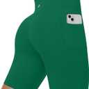 Moozava No Front Seam Women's Biker Workout Shorts 8" High Waist Tummy Control Spandex Shorts Gym Yoga Running Pockets Small