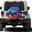 Palm Tree Tropical Sunset 3 Spare Tire Cover with Backup Camera Hole Wheel Tire Cover Fit Trailer, RV, SUV and Many Vehicle 17inch