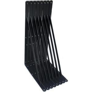 8 Pack L20 x H 12" Black Heavy Duty Shelf Brackets with Screws Metal Shelf Brackets Shelf Support Angle Brackets for Shelves L Brackets Heavy Duty Floating Shelf