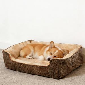 Dog Beds for Medium Small Large Dogs & Cats - Rectangle Orthopedic Washable Pet Bed with Non-Slip Bottom | Durable Calming Sofa for Indoor Cats & Puppies | Multiple Sizes & Breathable Design,Coffee,M (24*20inch)