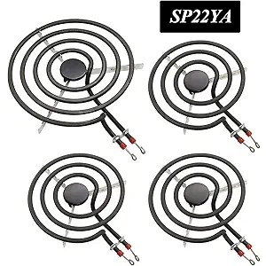 AMI PARTS SP22YA Electric Range Burner Element Unit Set Replacement Fit for GE Hotpoint Roper Kenmore Range Stoves (1 x WB30X253 8" & 3 x WB30X254 6")