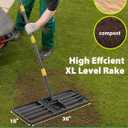Lawn Leveling Rake Heavy Duty, 30x10 in Large Soil Leveling Rake, Ground Leveler with Anti Flipping Smooth Edge for Dirt Sand Grass Golf, 58" Long Handle, Foldable Garden Landscaping Levelawn Tools
