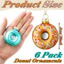 6 Pack Christmas Cupcake Ornaments Glass Christmas Tree Donut Hanging Ornaments Mini Glass Blown Cupcake Donut Dessert Decor Set for Xmas Tree Pendant Home Birthday Party Decoration(Donut Style)