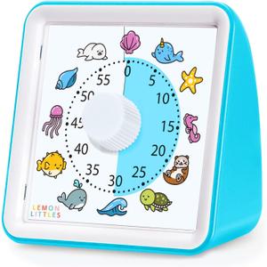 Visual Timer for Kids, Toddler, Autism, ADHD & Preschool Classroom - Animal Silent Countdown Timers - 60 Minute Productivity & Time Management Clock (Sea Creature)