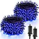 2-Pack 200 LED Extendable Christmas Lights, 66FT Blue Christmas Decorations String Lights Outdoor Indoor Tree Lights, 13 Modes Plug in Mini Fairy Lights Waterproof with Timer and Memory Function