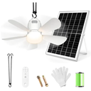 Solar Ceiling Fan Light, 20000mAh Portable Gazebo fan with 30W Solar Powered Fan with Remote Control, Outdoor Ceiling Fan with Light for Patios, Canopy, Shed, RV, Porch and Chicken Coop