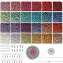 Bala&Fillic Size 2mm 12/0 Opaque Bright Color Seed Beads Kit, 24 Colors Total 14400 pcs in Box Craft Seed Beads with Beading Tools for Making Earrings (600pcs/Color,24 Colors)