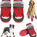 Dog Shoes Large Size Dogs, Medium Dog Booties-Dog Boots & Paw Protectors, 4PCS Shoes for Dogs with Reflective Strip, Anti-Slip Sole for Hot Pavement, Rain, Snow Walking, Hiking. (Reds, 1)