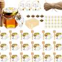 Adabocute 20 Pack Mini Honey Jars with Dipper - Perfect for Baby Shower Favors and Wedding Favors - Includes Bee Pendants Tags and Jute Bags - Gold Lid