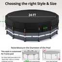 QH.HOME 550D Pool Cover 24 ft Round Above Ground [Upgraded Tear Resistant & Quadruple Windproof] wth Pre-Installed Patented Winch and Rope-Snug Fit & Waterproof Protection