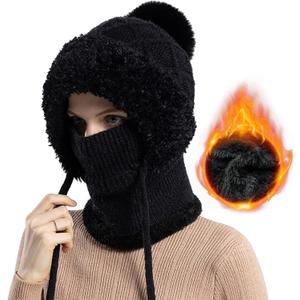 HAIMEIKANG Balaclava Ski Hat Wind-Resistant Hat Cap Scarf for Women and Men - Face Cover for Extreme Cold Weather Gear (Black)