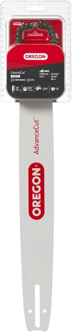 Oregon Chainsaw Guide Bar & Chain Combo Replacement, Bar Length 18" (45cm), 0.325" Pitch, 0.050" Gauge, 72 Drive Links (36892)