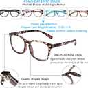 Henotin 4-Pack Blue Light Blocking Reading Glasses Women Men,Spring Hinge Computer Readers,Anti UV Ray Square Nerd Eyeglasses (4-pack Mix Color, 1.50, Diopters)