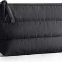 BAGSMART Small Makeup Bag, Puffy Portable Cosmetic Pouch with Charm Zipper, Water-Resistant Travel Organizer for Women (Black, Small)