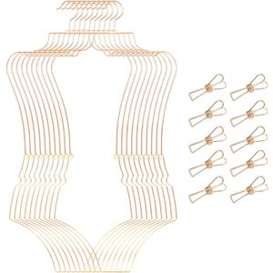 Stylish Body Shape Bikini Hanger Wire Display Set of Ten - Metal Lingerie Hangers for Swimsuits and Bathing Suits Hangers - Showcase and Organize Your Swimwear Collection with Elegance (Gold)