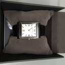 Bulova Men's Stainless Steel 3-Hand Calendar Date Quartz Watch with Black Leather Strap, Rectangle Dial Style: 96B107