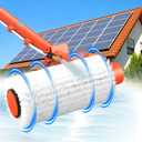 Electric Solar Panel Cleaning Brush and Pole, 20FT Telescopic Cleaning Roller Brush with Water Fed Pole，2 Hours Runtime, 2 Spin Speeds, for Solar Panlel, Outside High Window, Roof (Orange)