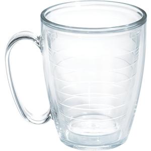 Tervis Clear & Colorful Tabletop Made in USA Double Walled Insulated Tumbler Travel Cup Keeps Drinks Cold & Hot, 16oz Mug, Clear