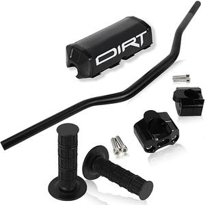 USTPO Dirt Pit Bike Handlebar 1 1/8" 28mm Motorcycle Handle Bar with Riser Mount Clamp Foam Pad Grips Universal for YZ 450 TRX450R KX450 RMZ Motocross ATV Off Road Black