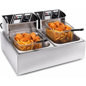 ADWAN Commercial Deep Fryer 20L /21.1QT, Electric Fryer Dual-Tank Fryer