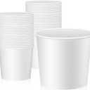 Hoolerry 50 Pcs Disposable Paper Bucket 85 oz White Cardboard Ice Bucket Bulk Ice Holder for Party Food Container Supplies
