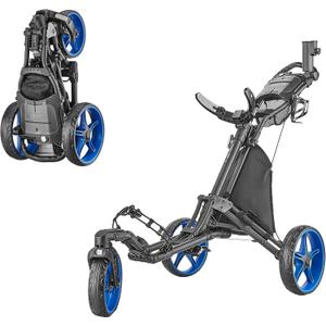 Caddytek CaddyLite One Swivel Version 8 Golf Push Cart Version 8  3-Wheel, 360 Swivel Front Wheel, One-Click Folding, Lightweight, Adjustable Handle (Blue)