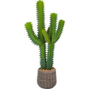 Artificial Cactus Plants, 3ft Tall UV-Resistant Fake Desert Cacti Plant in Brown Pot, Faux Floor Plants for Home Office Hotel Patio Balcony or Garden Indoor Outdoor Decor