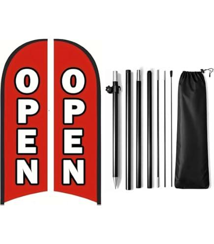 Open Flags for Businesses, 9.18FT Double-Sided