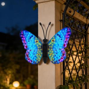 Solar LED Butterfly Outdoor Wall Decor with Sparkling Light-Up Wings - Hanging Solar Lights for Garden, Yard, Patio, Balcony, Living Room, Bedroom
