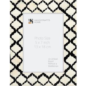 Handicrafts Home Handmade Decorative 5x7 Picture Frame- Unique Boho Chic Home Decor- Moroccan Art Inspired Black White Photo Frame for Wall & Tabletop, Colorful Frames for Bedroom, Office Decor & Gift