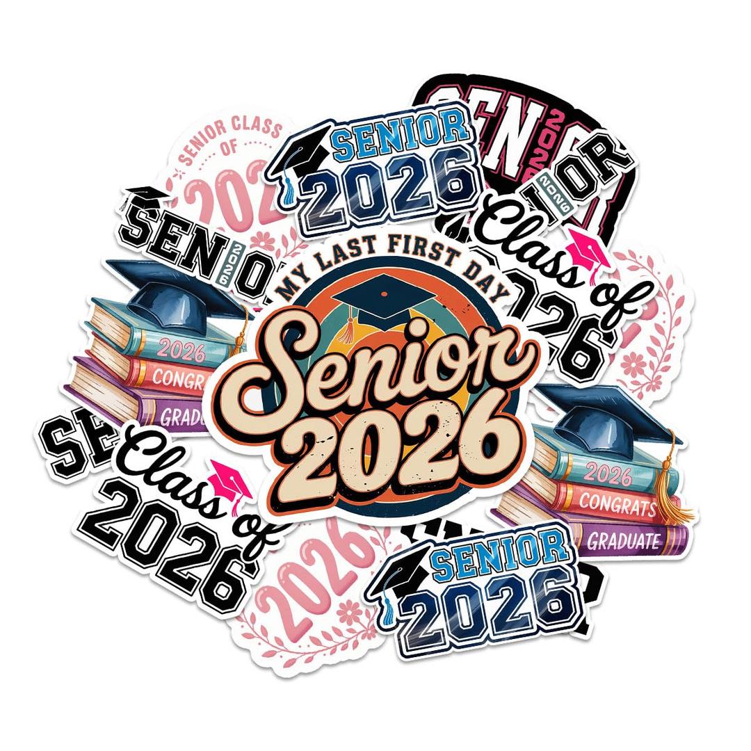 10Pcs-3in Senior 2026 Stickers Pack, Class of 2026 High School Graduation2026 Stickers, 2026Senior Sticker Waterproof Vinyl for Laptop Water Bottle Gifts for Teens Girls