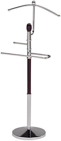KB Designs - Wood/Metal Suit Tie Valet Stand Rack, Clothing Organizer, Chrome/Walnut