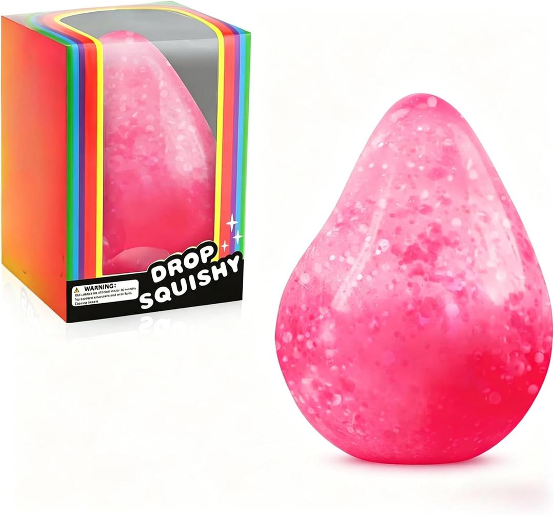 Fidget Toys Squishy Drop, Stress Cube Squishies Anxiety Stress Relief, Ice Squishy Stress Cube-Drop Malt Sugar Balls, Sensory Ball for Kids with Autism (Pink, 1)