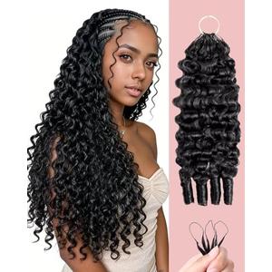 20 Inch Human Crochet Hair for Black Women, 55g 40 Strands Feather Human Hair Crochet Extensions, Miracle Knots Hair Bundles, Soft Lightweight Burmese Curly Texture for Protective Styles