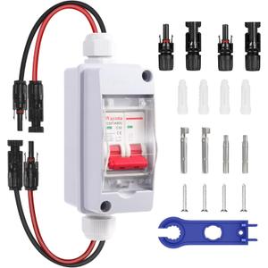 Wayona Solar Panel Disconnect Switch DC 500V Solar Circuit Breaker Box 32Amp IP65 Waterproof Miniature Circuit Breaker Solar PV Disconnect Switch Box Outdoor
