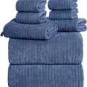 Oversized Bath Towels 8 Piece Towel Set, 2 Extra Large Bath Sheets, 2 Hand, 4 Washcloths, Luxury Soft Super Absorbent Thick Shower Towels for Bathroom, Spa & Hotel, Quick Dry, Electric Blue