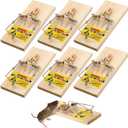 6 x 6 Pack Large Wooden Mouse Traps, Heavy Duty Rat Snap Traps with Metal Pedal, Sturdy Reusable Mousetraps for Fast Capture of Large Rats & Rodents, Safe for Indoor & Outdoor Use