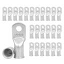 25Pcs 1/0 AWG 5/16"(M8) Stud Tinned Copper Ring Terminals Battery Cable Ends Wire Lugs 1/0 Gauge Battery Cable Lugs Heavy Duty Cable Lugs Bare Copper Eyelets Tubular Ring Terminal Connectors (Silver)