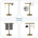 RUMOSE 13 Inch Antique Brass Towel Bar Stand Hand Holder Bathroom Kitchen Vanity Countertop T-Shape Towel Rack Free Standing Stainless Steel