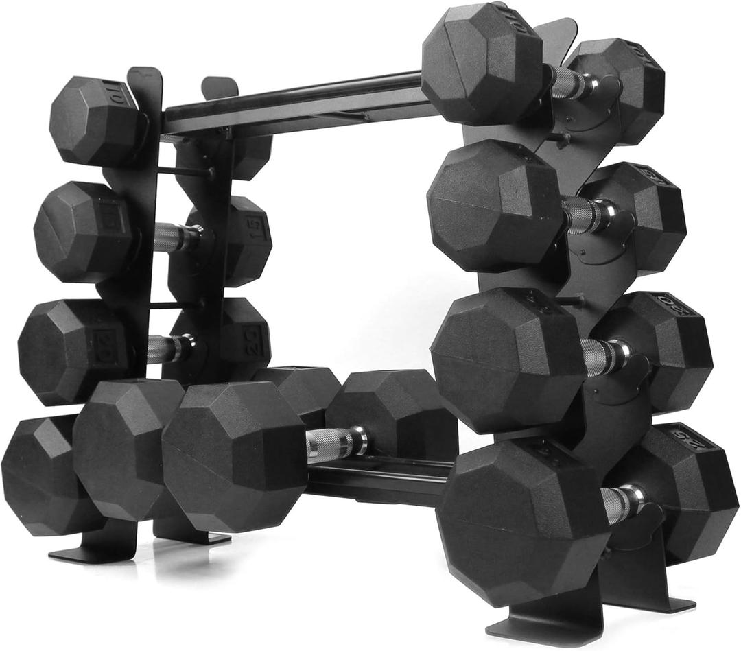 XPRT Fitness Compact Heavy Duty Dumbbell Rack | 400 lbs Capacity 2-Tier Steel Frame | Fits 530 lb Dumbbells | Space-Saving A-Frame Design for Home Gym
