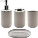 Bathroom Accessory Set, 4 pcs Shatter-Resistant Resin Bathroom Accessories Set Include Lotion Soap Dispenser Toothbrush Holder Soap Dish Modern Bathroom Decor, Gift for Home (Beige 4pcs)